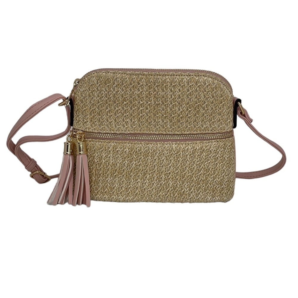 Infusion Crossbody Purse Handbag NWT Straw Pink Faux Leather Zip